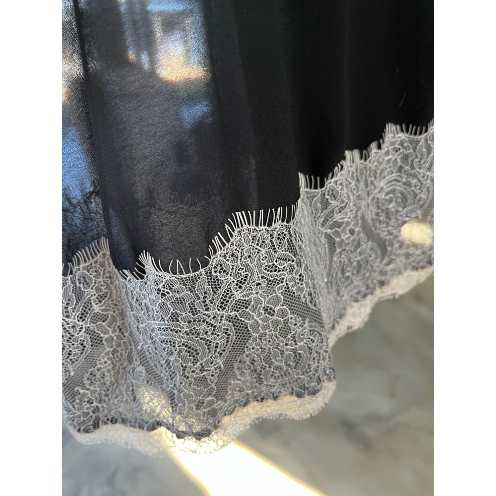 LOVESTITCH Black Sheer Lace Trim Tunic Blouse Boho Feminine Sz Small S - Picture 4 of 6